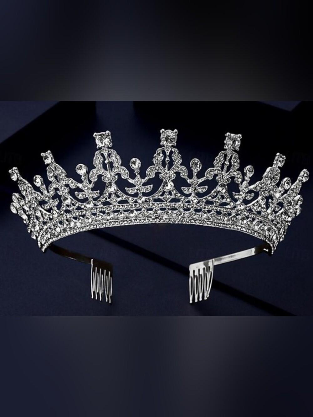 NIB SILVER RHINESTONE TIARA CROWN WITH SIDE HAIR COMBS BRIDAL WEDDING